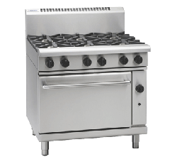 Waldorf '800 Series' 900mm wide Gas 6 Burner with Static Oven 