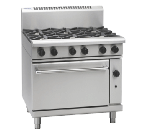 Waldorf '800 Series' 900mm wide Gas 6 Burner with Static Oven 