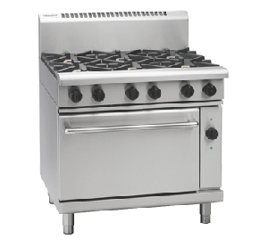 Waldorf '800 Series' 900mm wide 6 Burner with Electric Convection Oven RN8610GEC