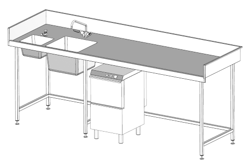 Commercial kitchen custom bench