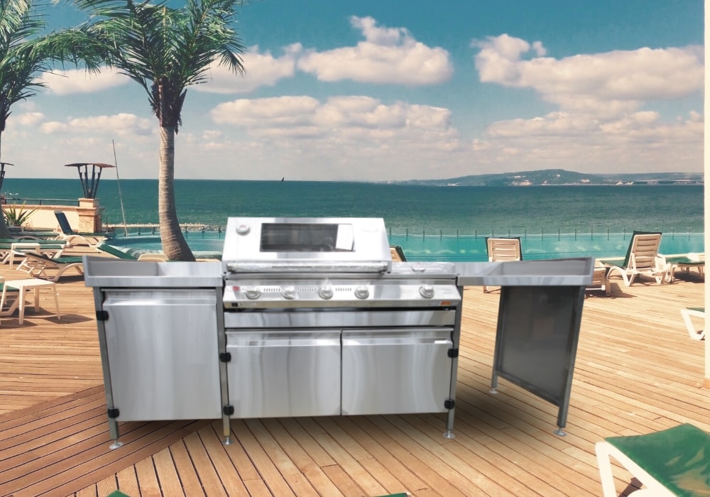 Custom Stainless Steel BBQ Cabinet Bench CAD Render