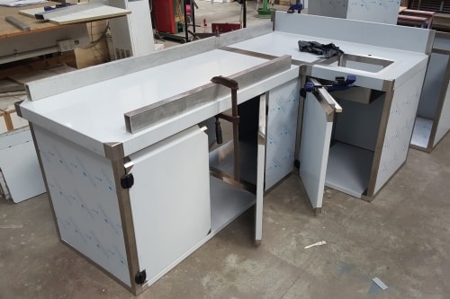 Stainless steel custom kitchen bench