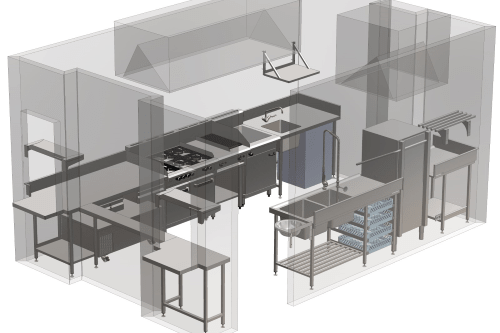 Commercial kitchen CAD drawing and design